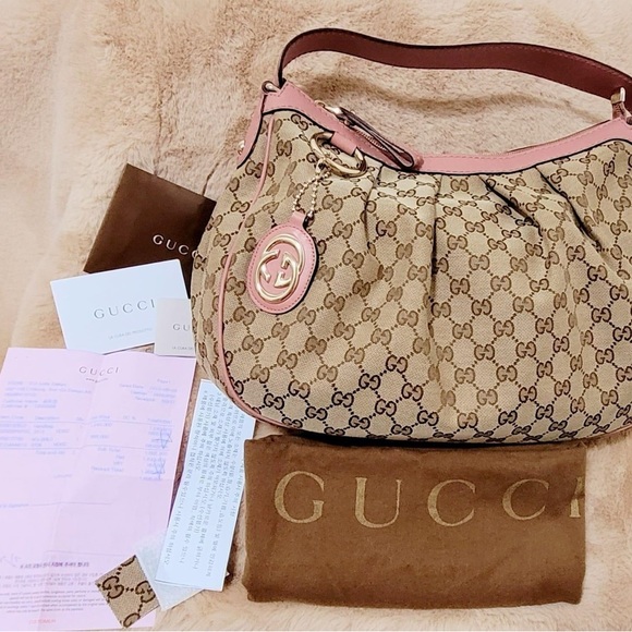 - GUCCI SUKEY pink Hobo size medium EUC - Picture 1 of 12